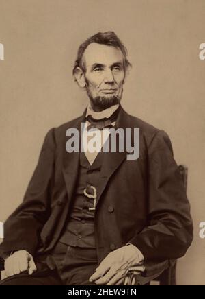 Abraham Lincoln (1809-1865), amerikanischer Politiker, 16th Präsident der Vereinigten Staaten, Halbporträt, Anthony Berger, 8. Februar 1864 Stockfoto