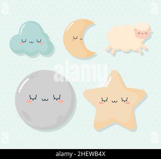 Gute Nacht-Symbole Stock Vektor