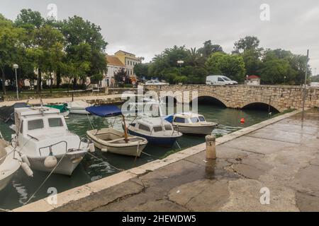 Ansicht der Boote in Trogir, Kroatien Stockfoto