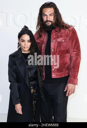 Hollywood, Usa. 12th Januar 2022. (DATEI) Jason Momoa und Lisa Bonet kündigen Split nach fast 5 Jahren Ehe an. HOLLYWOOD, LOS ANGELES, KALIFORNIEN, USA - 07. FEBRUAR: Die amerikanische Schauspielerin Lisa Bonet und ihr Mann und der amerikanische Schauspieler Jason Momoa kommen zur Tom Ford: Herbst/Winter 2020 Fashion Show, die am 7. Februar 2020 in den Milk Studios in Hollywood, Los Angeles, Kalifornien, USA, stattfand. (Foto von Xavier Collin/Image Press Agency) Quelle: Image Press Agency/Alamy Live News Stockfoto