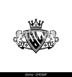 BL Monogram Logo-Buchstabe mit schlichtem Schild im Kronenstil. Luxuriöses Monogramm, Löwen Luxus-Logo, Stock Vektor