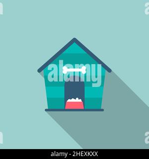 Hundehütte Symbol, Vektor flach lange Schatten-Design. Stock Vektor