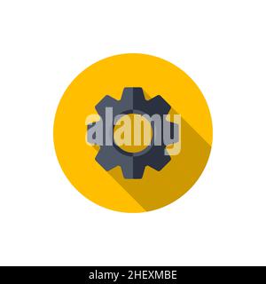 Zahnradsymbol - Vektor , EPS10 (flaches Symbol, langer Schatten) Stock Vektor