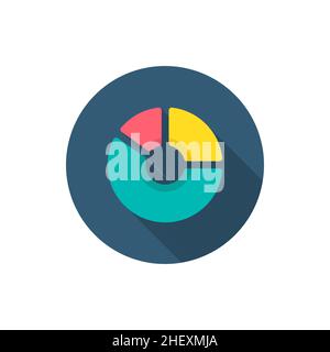 Symbol für die Diagrammanalyse, Vektordarstellung. Flaches Design mit langem Schatten, EPS10 Stock Vektor