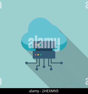 Symbol für Cloud-Server, Vektorgrafik. Flaches Design mit Schatten, EPS10 Stock Vektor