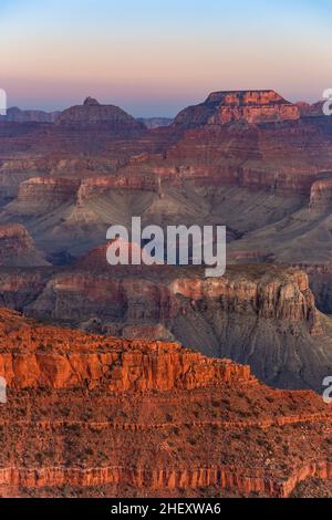 Sonnenuntergang am Great Canyon von Maters aus gesehen Stockfoto