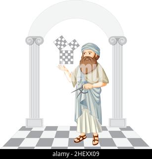 Pythagoras Zeichentrickfigur auf weißem Hintergrund Illustration Stock Vektor