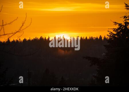 Factoria bei Sonnenuntergang am sonnigen Tag. Stockfoto