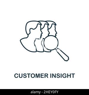 Symbol für Customer Insight. Linienelement aus der Sammlung digitaler Transformation. Lineares Customer Insight Icon-Zeichen für Webdesign, Infografiken und mehr. Stock Vektor