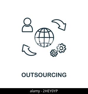 Outsourcing-Symbol. Linienelement aus der Sammlung digitaler Transformation. Linear Outsourcing Icon-Zeichen für Webdesign, Infografiken und mehr. Stock Vektor