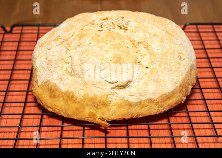 Bannock ist eine Vielzahl von flachen schnellen Brot oder jede große, runde Artikel gebacken oder aus Getreide gekocht. Ein bannock wird normalerweise vor dem Servieren in Abschnitte geschnitten Stockfoto