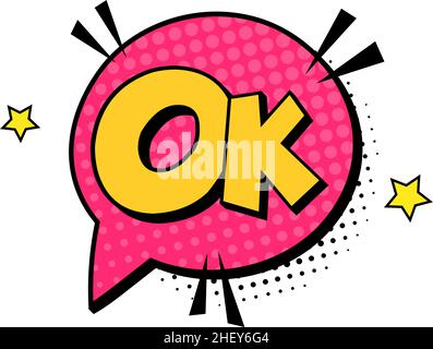 OK Wort Sprechwolke für Seite der Zeitschrift Stock Vektor