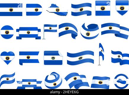 El Salvador Symbole setzen Cartoon-Vektor. Landesflagge. Kultur der Freiheit Stock Vektor