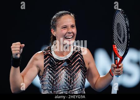 Sydney, Australien, 13. Januar 2022. Sydney, Australien. 13th Januar 2022. Daria Kasatkina aus Russland feiert am 13. Januar 2022 den Sieg über Garbine Muguruza aus Spanien im Viertelfinale beim Sydney Tennis Classic 2022 im Sydney Olympic Park Tennis Center, Sydney, Australien. Foto von Peter Dovgan. Nur zur redaktionellen Verwendung, Lizenz für kommerzielle Nutzung erforderlich. Keine Verwendung bei Wetten, Spielen oder Veröffentlichungen einzelner Clubs/Vereine/Spieler. Kredit: UK Sports Pics Ltd/Alamy Live Nachrichten Stockfoto