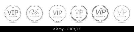VIP-Mitglied graues Lorbeerkranz-Labelset Stock Vektor