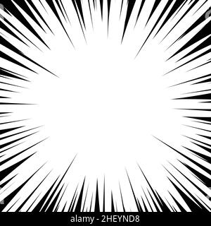 Hintergrund von radialen Linien für Comic-Bücher. Comic-Zoom, Geschwindigkeit, radialer Hintergrund. Vektor und Illustration. Stock Vektor