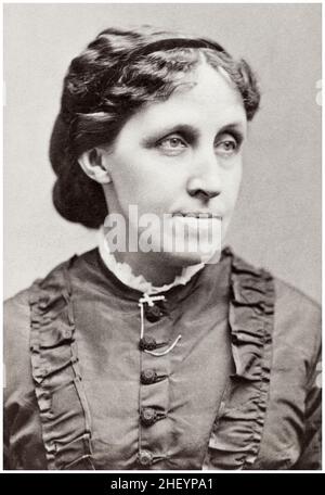 Louisa May Alcott (1832-1888), amerikanische Schriftstellerin und Dichterin, Autorin des Romans „kleine Frauen“, Porträtfotografie von Warrens Portraits (Boston), 1870 Stockfoto
