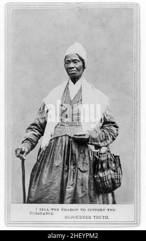 Sojourner Truth (um 1797-1883), amerikanische Anti-Sklaverei-Bewegung Abolitionist und Prediger, Porträtfoto auf einer Carte De Visite, 1864 Stockfoto