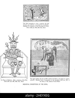 Mittelalterliche Vorstellung von Dämonen aus einer Enzyklopädie des Okkultismus : ein Kompendium von Informationen über die okkulten Wissenschaften, okkulte Persönlichkeiten, psychische Wissenschaft, Magie, Dämonologie, Spiritismus und Mystik von Lewis Spence, veröffentlicht in London von George Routledge & Sons, ltd. Im Jahr 1920 Stockfoto