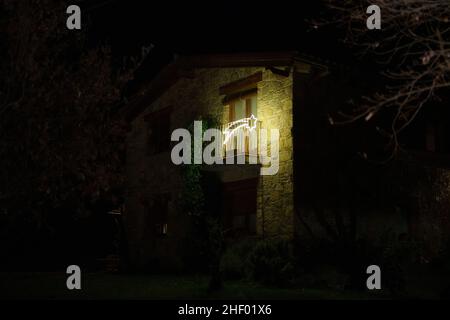 Lebende Krippe in der Stadt Joanetes. Stockfoto