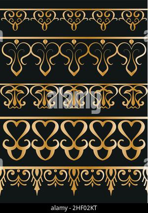 Set von Vintage-Bordüren, barocke Elemente. Vektor. Vintage-Elemente für die Gestaltung von Monogrammen, Einladungen, Rahmen, Menüs, Etiketten und Websites. Stock Vektor