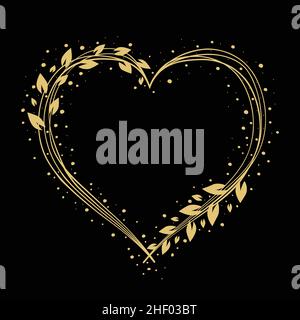 Dekoration Herz-Design mit Blumenkranz. Von Hand gezogenes Herz. Vektor und Illustration. Stock Vektor