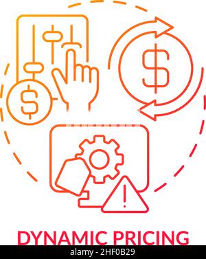 Symbol für dynamisches Preiskonzept mit rotem Gradienten Stock Vektor