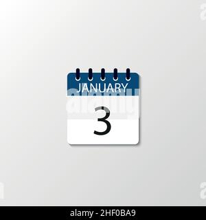 Vektor flaches Tageskalender-Symbol. Tag , Monat , Januar eps Stock Vektor