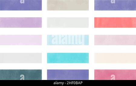 Aquarellpalette mit den besten Farbkombinationen für Very Peri. Vektor eps 10. Flecken von Aquarellfarben für das Design. Alle Schattierungen von lila. Stock Vektor