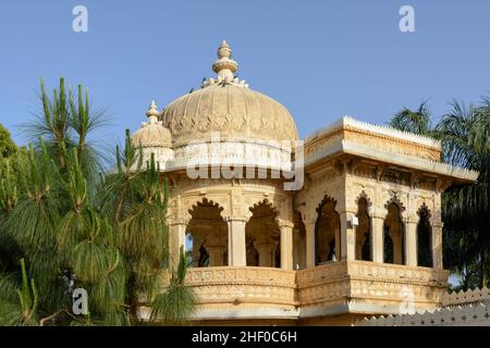 Jag Mandir Palace auf Jagmandir Island, Lake Pichola, Udaipur, Rajasthan, Indien, Südasien Stockfoto