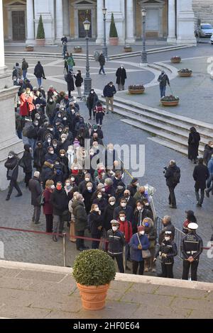 Rom, Italien. 13th Januar 2022. David Sassoli Beerdigungskammer im Kapitol. Kredit: Unabhängige Fotoagentur/Alamy Live Nachrichten Stockfoto