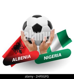 Fußballspiel, Nationalmannschaften albenia gegen nigeria Stockfoto