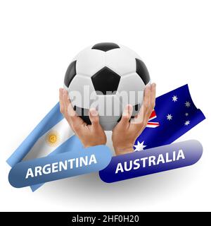 Fußballspiel, Nationalmannschaften argentinien gegen australien Stockfoto