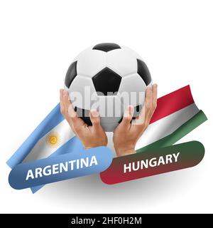 Fußballspiel, Nationalmannschaften argentinien gegen ungarn Stockfoto