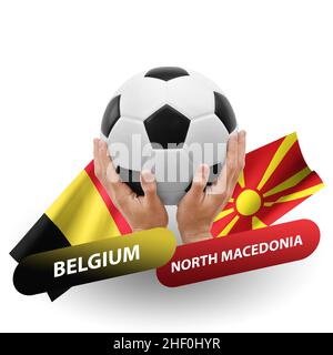 Fußballspiel, Nationalmannschaften belgien gegen nordmakedonien Stockfoto