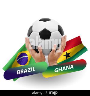 Fußballspiel, Nationalmannschaften brasilien vs ghana Stockfoto