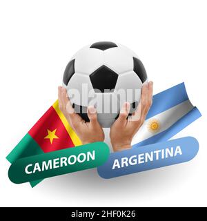 Fußballspiel, Nationalmannschaften kamerun gegen argentinien Stockfoto