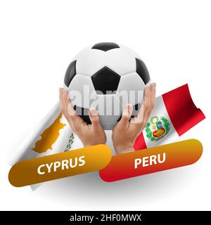 Fußballspiel, Nationalmannschaften zypern gegen peru Stockfoto