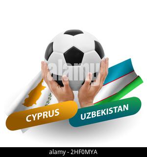 Fußballspiel, Nationalmannschaften zypern gegen usbekistan Stockfoto