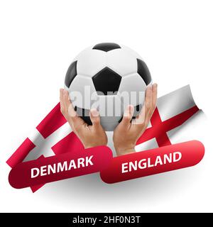 Fußballspiel, Nationalmannschaften dänemark gegen england Stockfoto