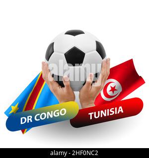 Fußballspiel, Nationalmannschaften dr kongo gegen tunesien Stockfoto