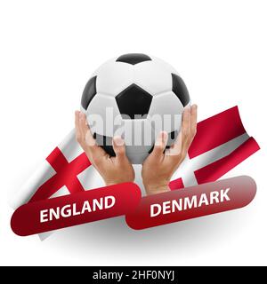 Fußballspiel, Nationalmannschaften england gegen dänemark Stockfoto