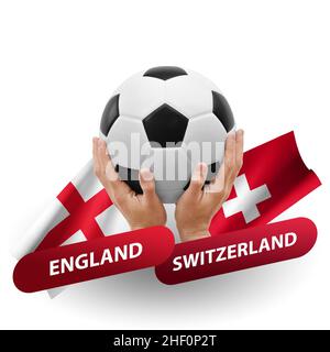Fußballspiel, Nationalmannschaften england gegen schweiz Stockfoto