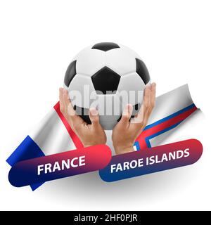 Fußballspiel, Nationalmannschaften frankreich gegen färöer Stockfoto