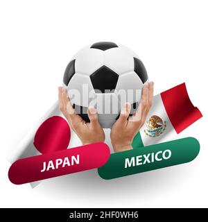 Fußballspiel, Nationalmannschaften japan gegen mexiko Stockfoto