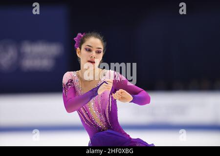 Tallinn, Estland. 13 2021. Januar: Regina SCHERMANN (HUN), während des Women Short Program, bei den ISU-Europameisterschaften im Eiskunstlauf 2022, in der Tondiraba Ice Hall, am 13. Januar 2022 in Tallinn, Estland. Quelle: Raniero Corbelletti/AFLO/Alamy Live News Stockfoto