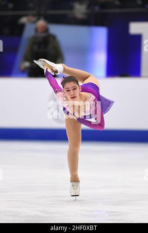 Tallinn, Estland. 13 2021. Januar: Regina SCHERMANN (HUN), während des Women Short Program, bei den ISU-Europameisterschaften im Eiskunstlauf 2022, in der Tondiraba Ice Hall, am 13. Januar 2022 in Tallinn, Estland. Quelle: Raniero Corbelletti/AFLO/Alamy Live News Stockfoto