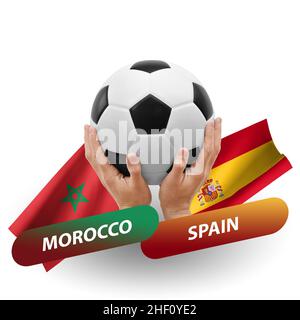 Fußballspiel, Nationalmannschaften marokko gegen spanien Stockfoto