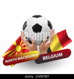 Fußballspiel, Nationalmannschaften Nord-mazedonien gegen belgien Stockfoto