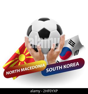 Fußballspiel, Nationalmannschaften Nord-mazedonien gegen Süd-korea Stockfoto